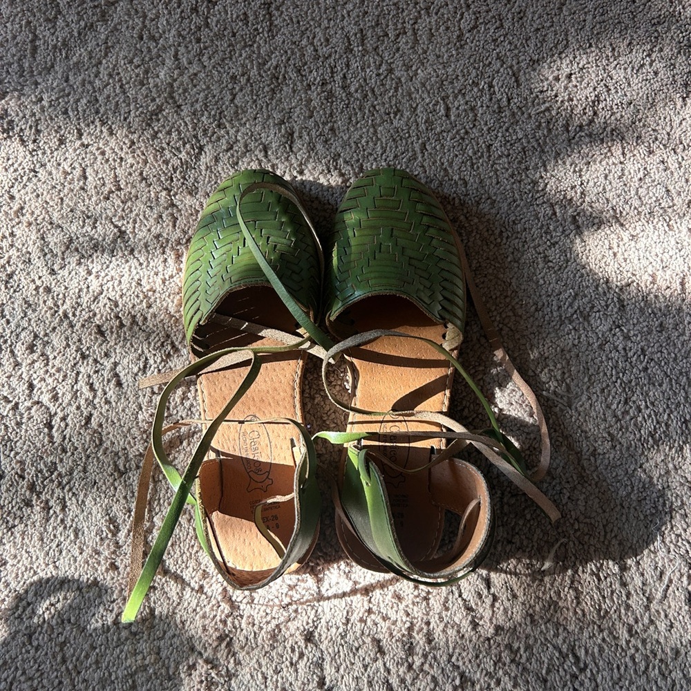 Green Huarache Sandals